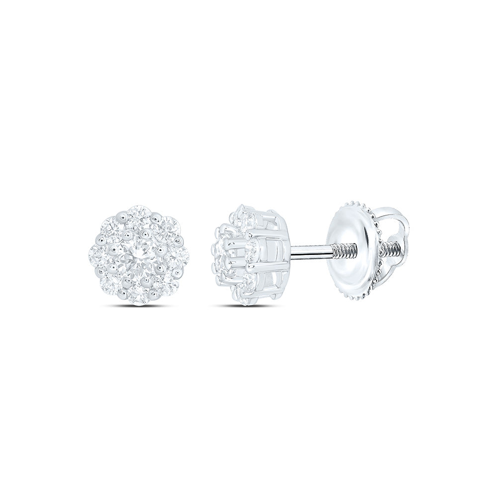 10k White Gold 0.33 CTW Lab Grown Diamond Fashion Flower Stud Earrings