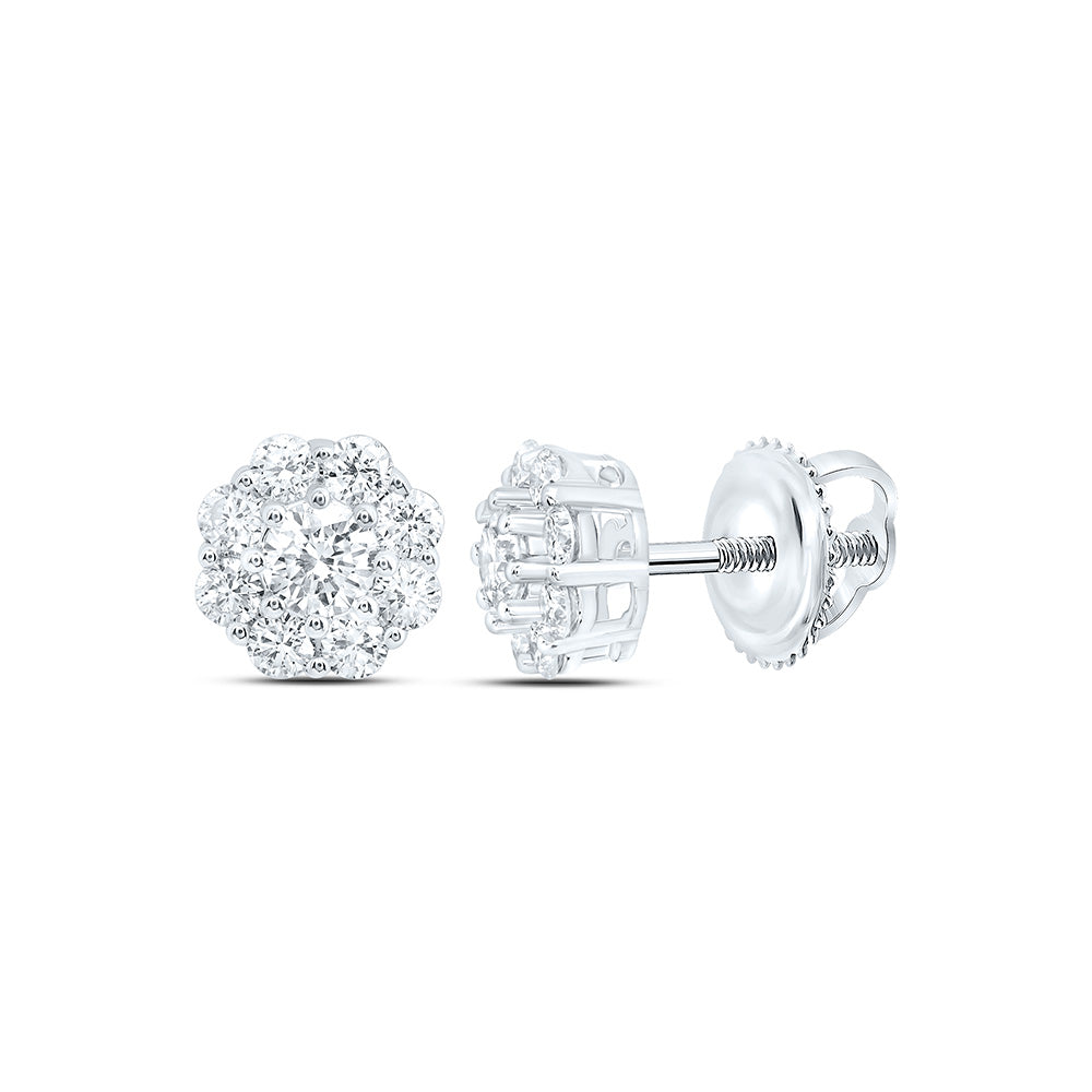 10k White Gold 0.5 CTW Lab Grown Diamond Fashion Flower Stud Earrings