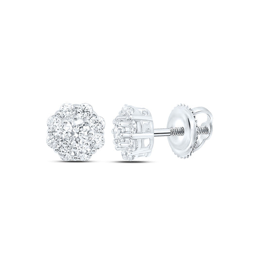 10k White Gold 0.5 CTW Lab Grown Diamond Fashion Flower Stud Earrings