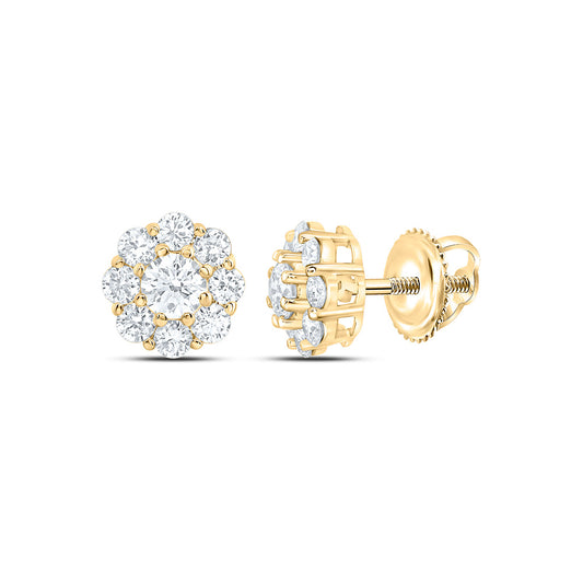 10k Yellow Gold 0.75 CTW Lab Grown Diamond Fashion Flower Stud Earrings