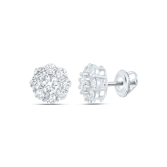 10k White Gold 0.75 CTW Lab Grown Diamond Fashion Flower Stud Earrings