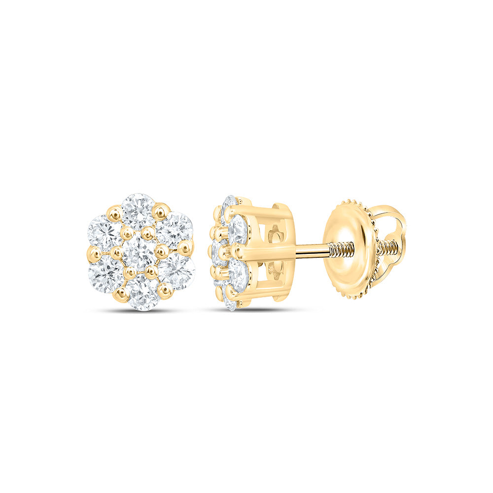 10k Yellow Gold 0.375 CTW Lab Grown Diamond Fashion Flower Stud Earrings