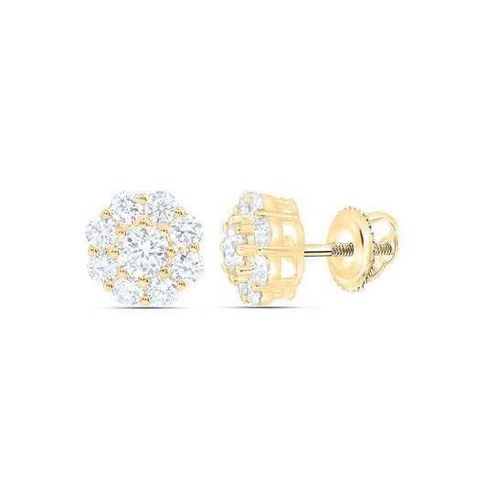 10k Yellow Gold 1 CTW Lab Grown Diamond Fashion Flower Stud Earrings