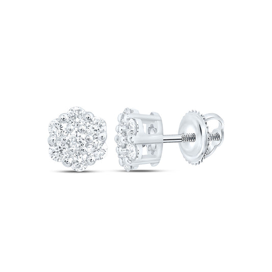 10k White Gold 0.375 CTW Lab Grown Diamond Fashion Flower Stud Earrings