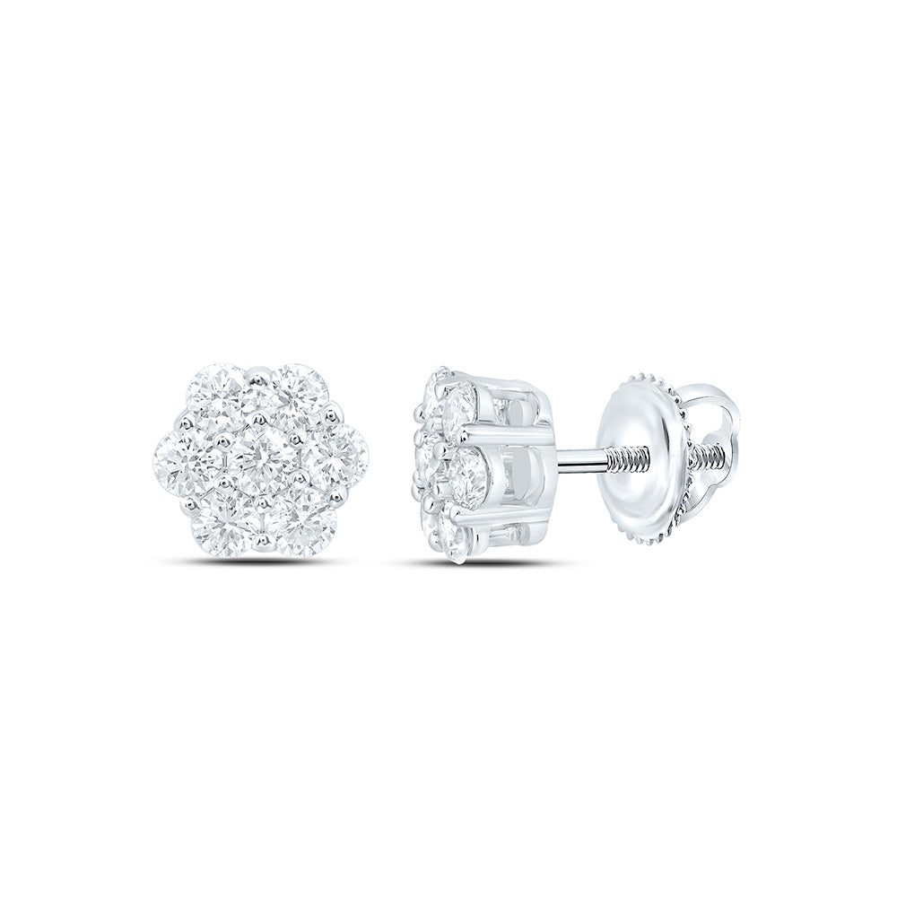 10k White Gold 0.5 CTW Lab Grown Diamond Fashion Flower Stud Earrings