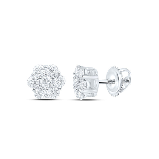 10k White Gold 0.5 CTW Lab Grown Diamond Fashion Flower Stud Earrings