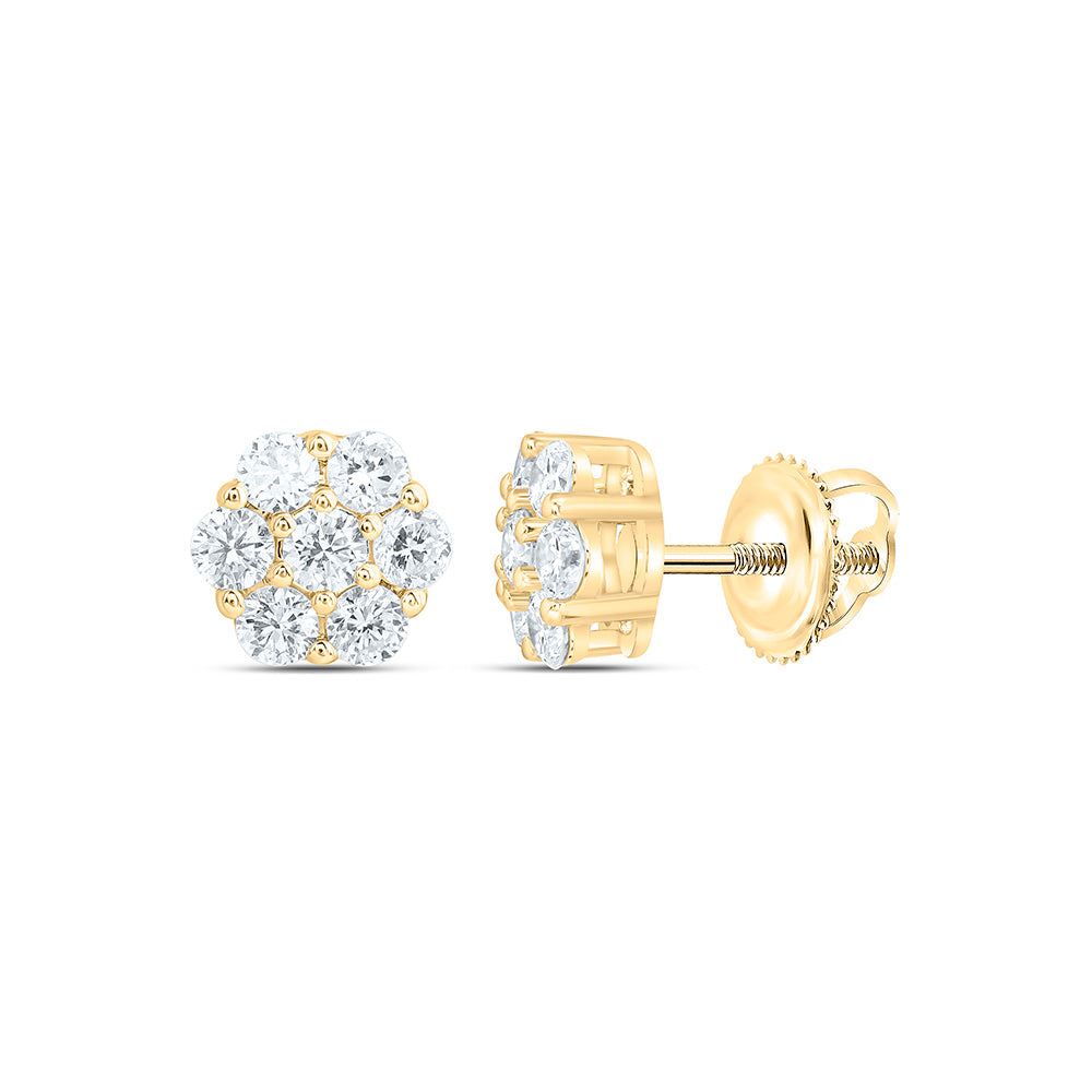 10k Yellow Gold 0.75 CTW Lab Grown Diamond Fashion Flower Stud Earrings