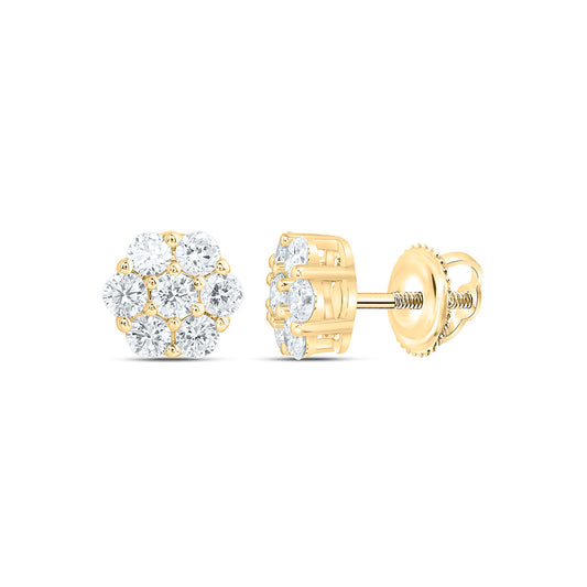 10k Yellow Gold 0.75 CTW Lab Grown Diamond Fashion Flower Stud Earrings