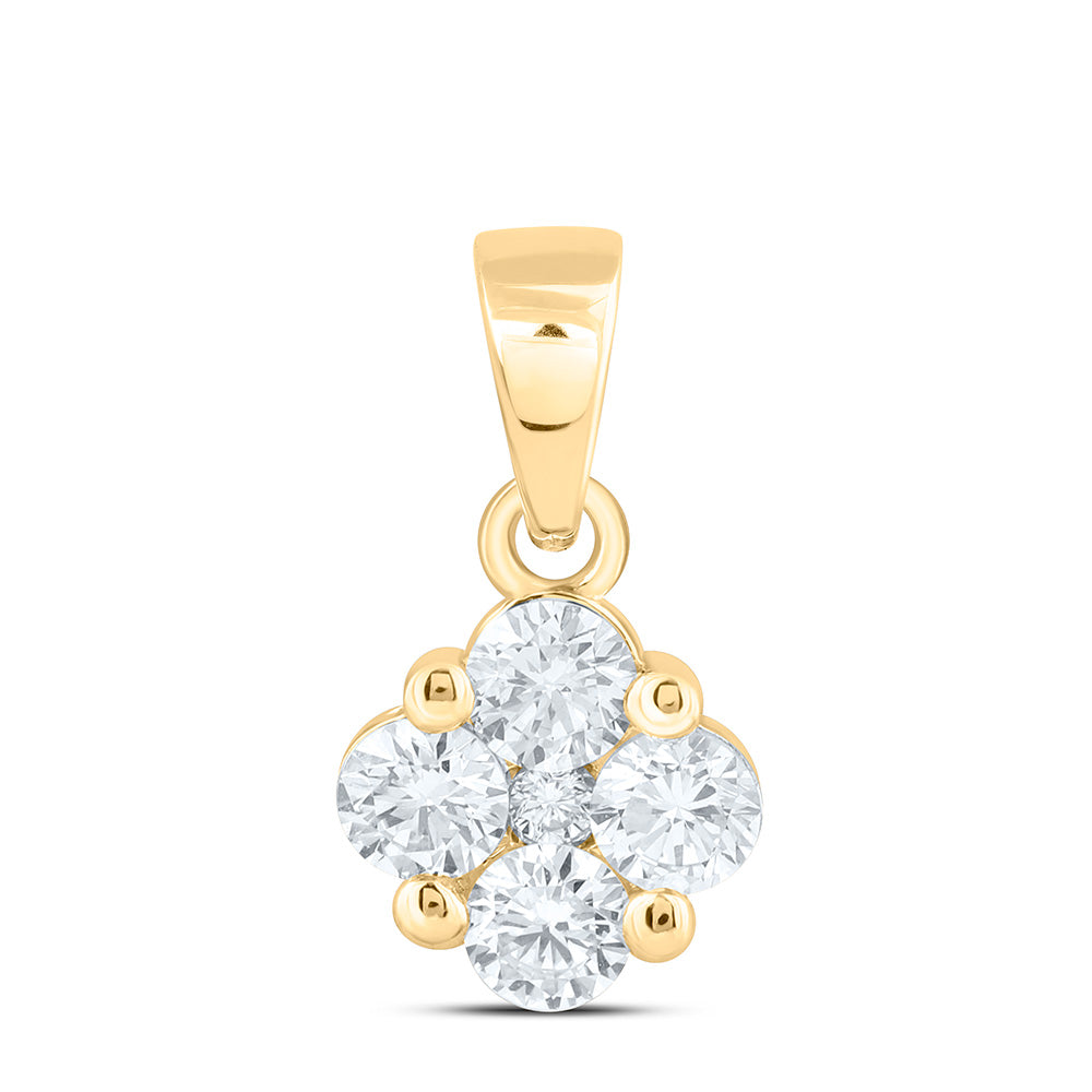10k Yellow Gold 0.5 CTW Lab Grown Diamond Fashion Clover Pendant