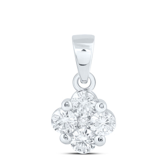 10k White Gold 0.5 CTW Lab Grown Diamond Fashion Clover Pendant