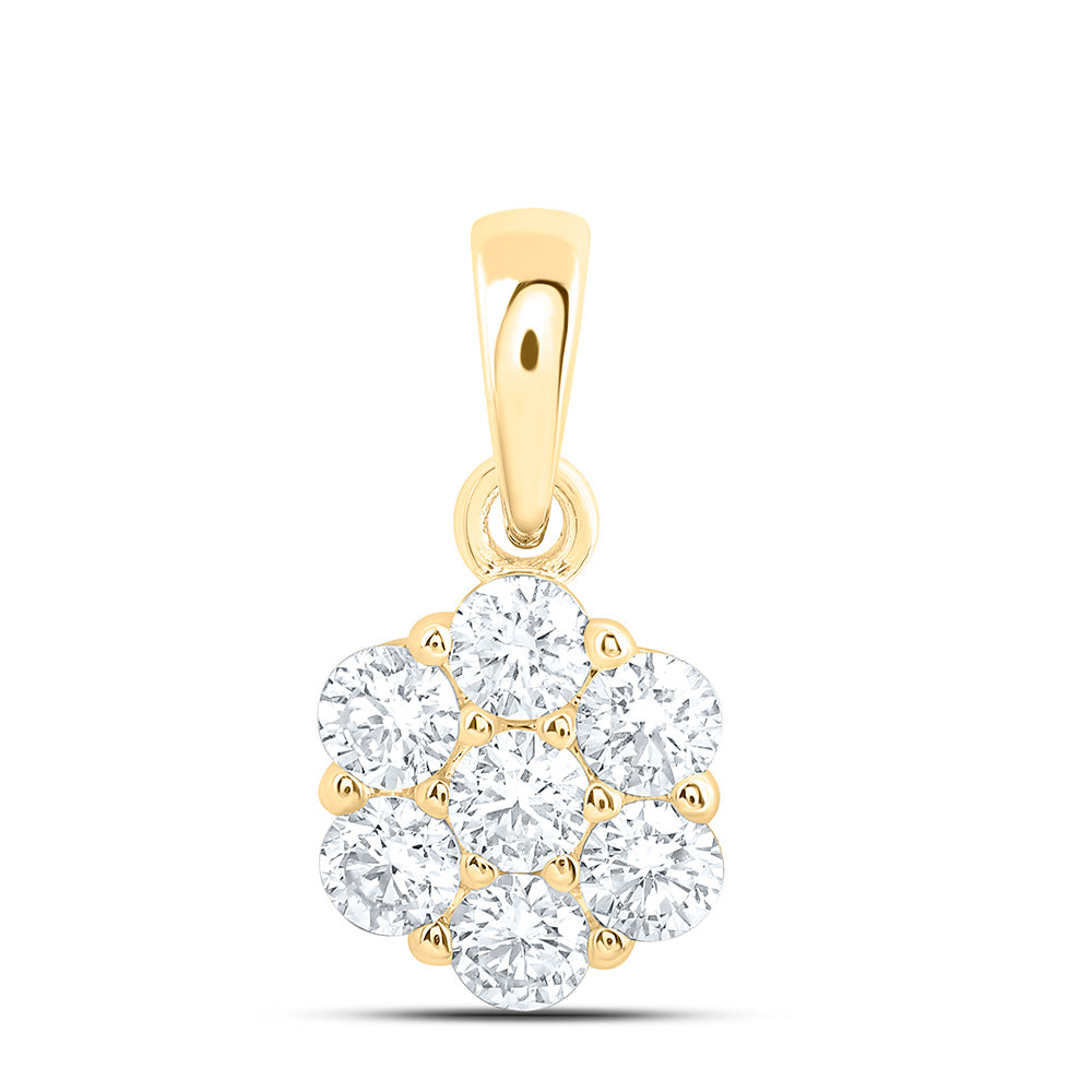 10k Yellow Gold 0.5 CTW Lab Grown Diamond Fashion Flower Pendant