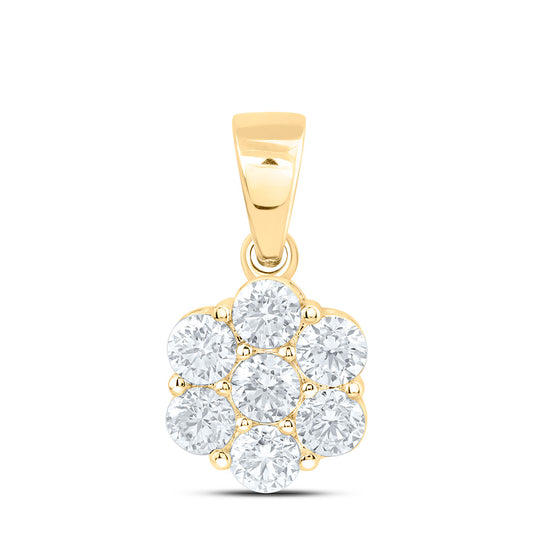 10k Yellow Gold 1.5 CTW Lab Grown Diamond Fashion Flower Pendant