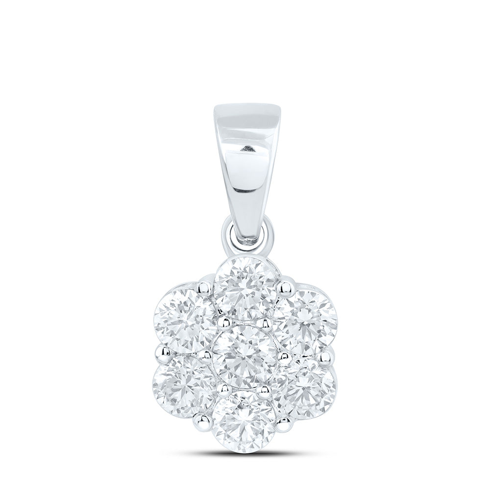 10k White Gold 1.5 CTW Lab Grown Diamond Fashion Flower Pendant