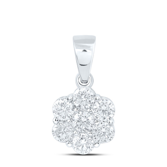 10k White Gold 1.5 CTW Lab Grown Diamond Fashion Flower Pendant