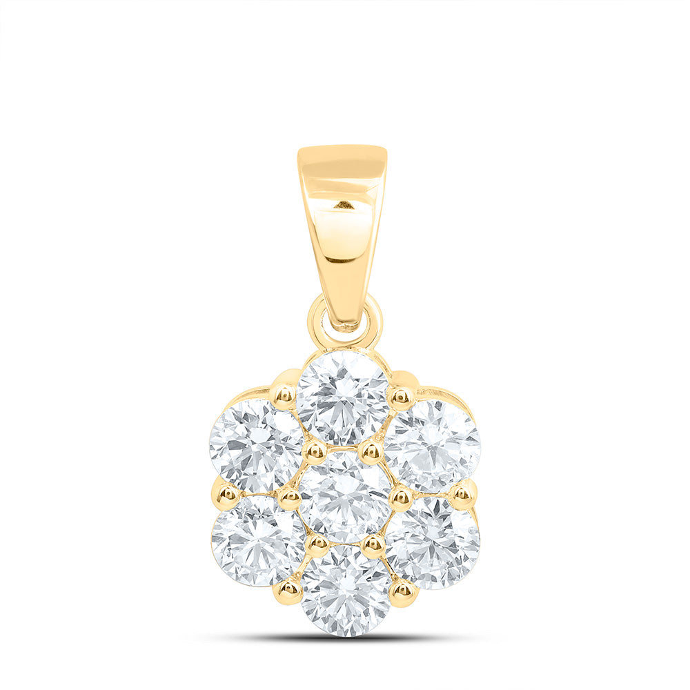 10k Yellow Gold 2 CTW Lab Grown Diamond Fashion Flower Pendant