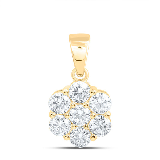 10k Yellow Gold 2 CTW Lab Grown Diamond Fashion Flower Pendant