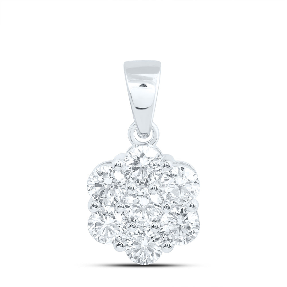 10k White Gold 2 CTW Lab Grown Diamond Fashion Flower Pendant