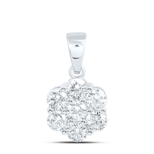 10k White Gold 2 CTW Lab Grown Diamond Fashion Flower Pendant