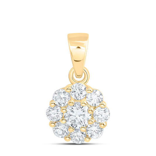 10k Yellow Gold 0.5 CTW Lab Grown Diamond Fashion Flower Pendant