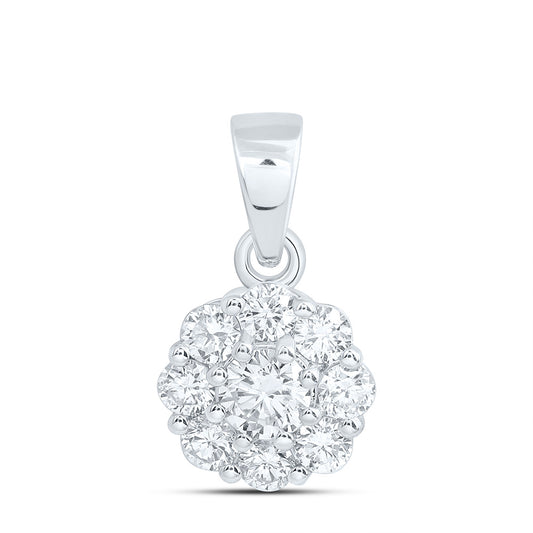 10k White Gold 0.5 CTW Lab Grown Diamond Fashion Flower Pendant