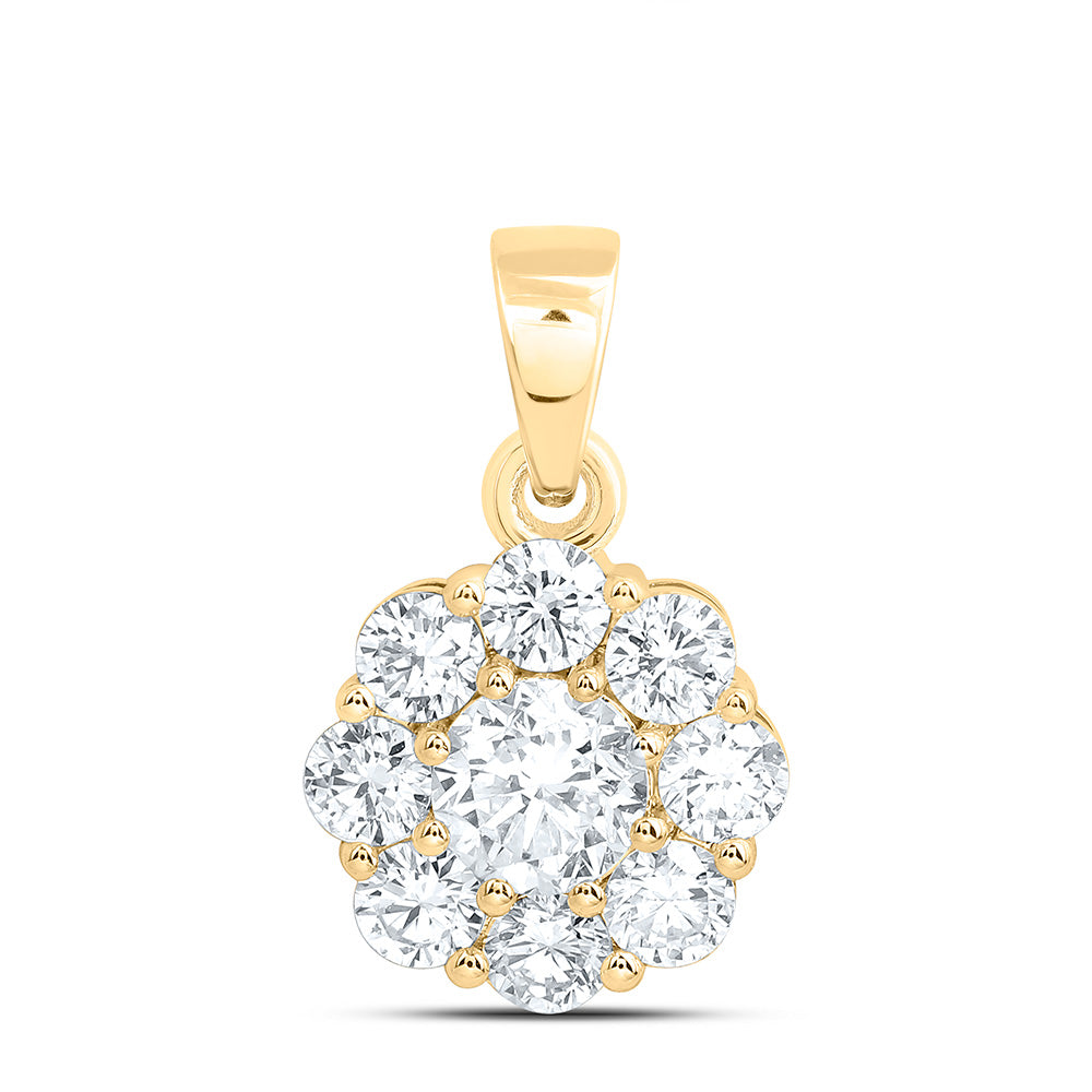 10k Yellow Gold 1 CTW Lab Grown Diamond Fashion Flower Pendant
