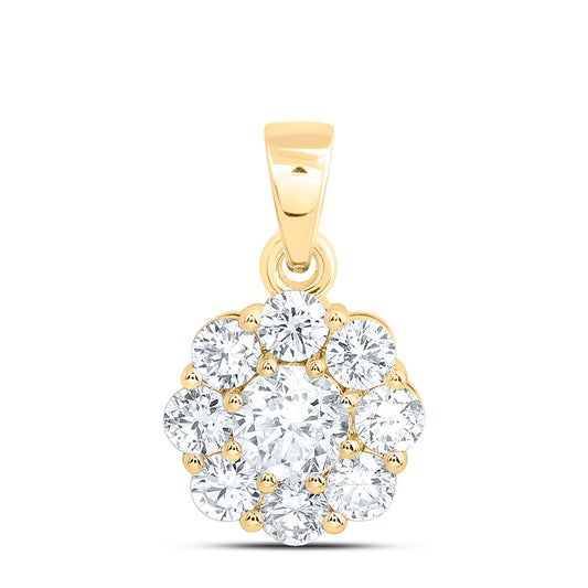 10k Yellow Gold 1 CTW Lab Grown Diamond Fashion Flower Pendant