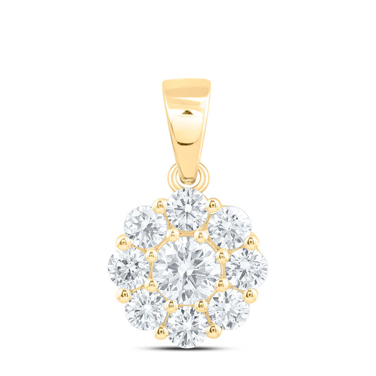 10k Yellow Gold 1.5 CTW Lab Grown Diamond Fashion Flower Pendant