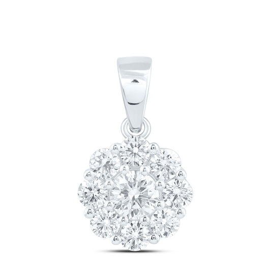 10k White Gold 1.5 CTW Lab Grown Diamond Fashion Flower Pendant