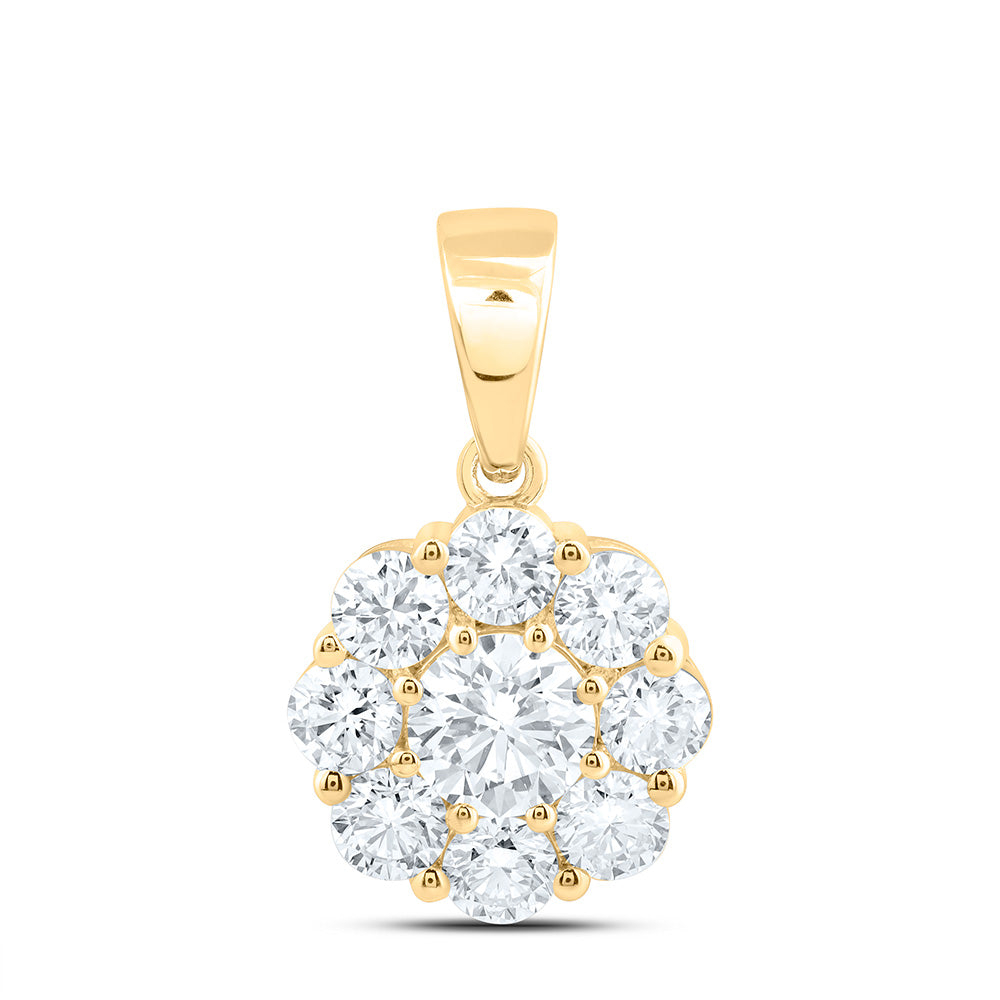 10k Yellow Gold 2 CTW Lab Grown Diamond Fashion Flower Pendant