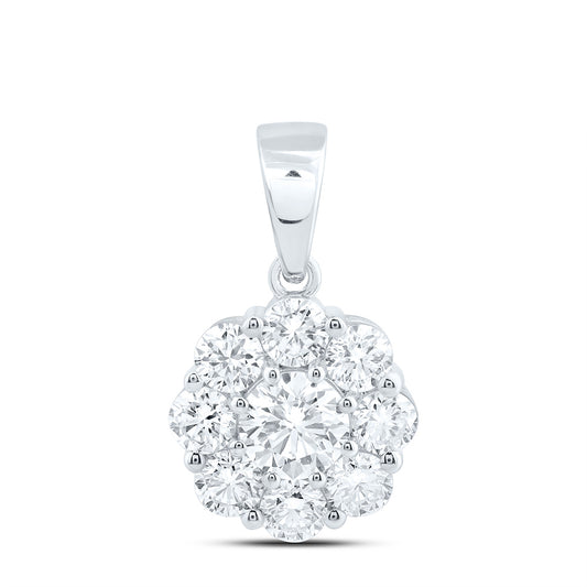 10k White Gold 2 CTW Lab Grown Diamond Fashion Flower Pendant