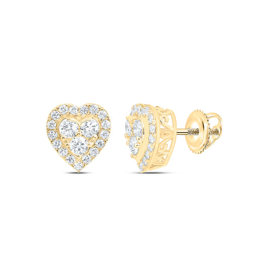 10k Yellow Gold 0.75 CTW Lab Grown Diamond Fashion Heart Stud Earrings