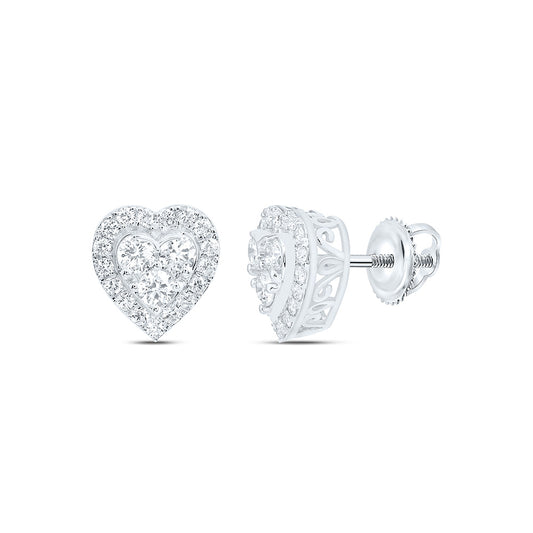 10k White Gold 0.75 CTW Lab Grown Diamond Fashion Heart Stud Earrings