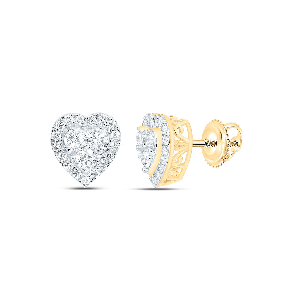 10k Yellow Gold 0.75 CTW Lab Grown Diamond Fashion Heart Stud Earrings
