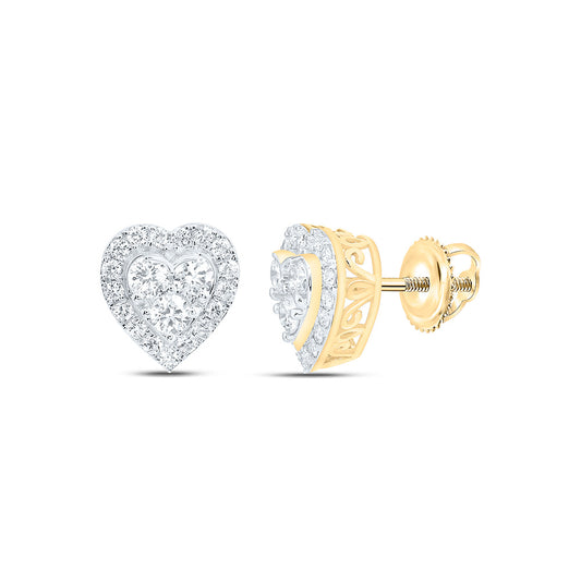 10k Yellow Gold 0.75 CTW Lab Grown Diamond Fashion Heart Stud Earrings