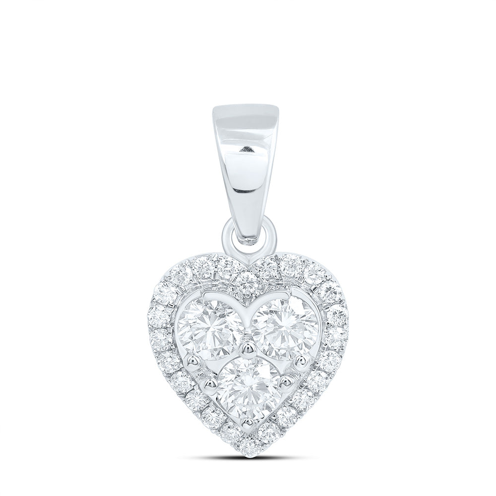 10k White Gold 1 CTW Lab Grown Diamond Fashion Heart Pendant