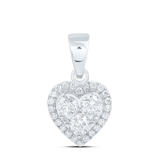 10k White Gold 1 CTW Lab Grown Diamond Fashion Heart Pendant