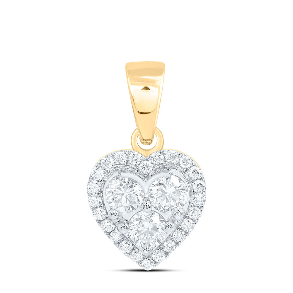 10k Yellow Gold 1 CTW Lab Grown Diamond Fashion Heart Pendant