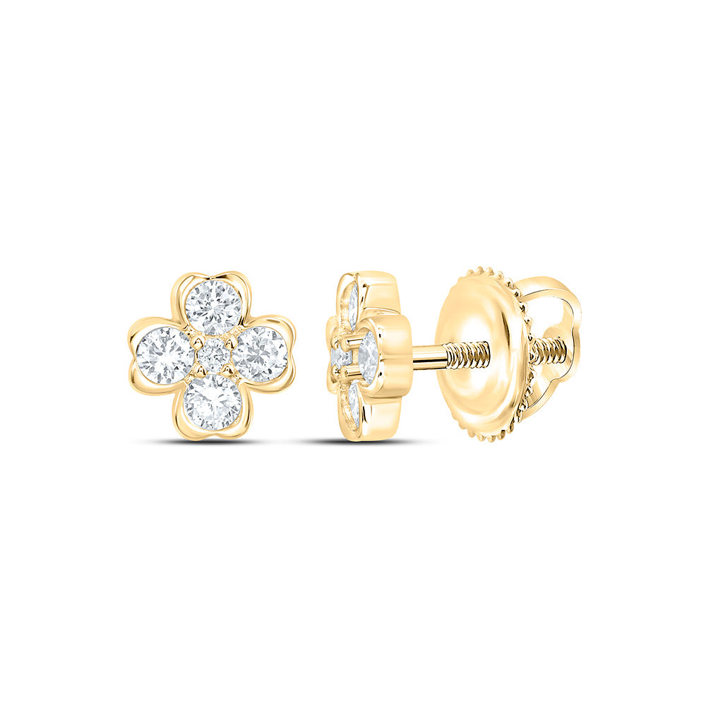 10k Yellow Gold 0.5 CTW Lab Grown Diamond Fashion Clover Stud Earrings