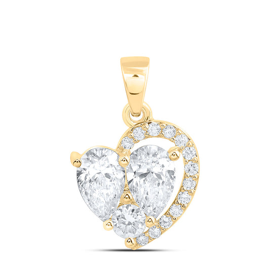 10k Yellow Gold 1.5 CTW Lab Grown Diamond Fashion Heart Pendant
