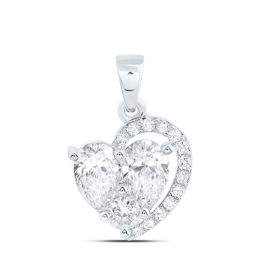 10k White Gold 1.5 CTW Lab Grown Diamond Fashion Heart Pendant