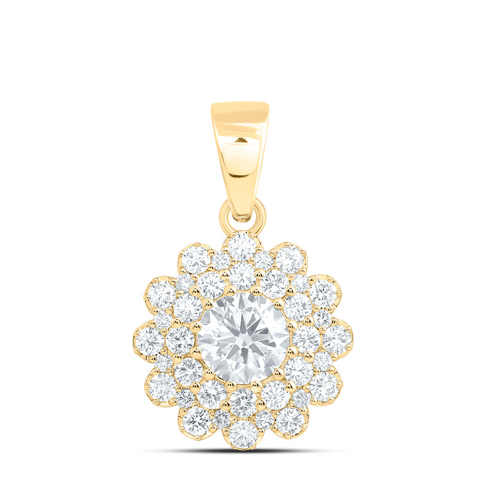 10k Yellow Gold 1.75 CTW Lab Grown Diamond Fashion Flower Pendant