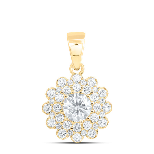 10k Yellow Gold 1.75 CTW Lab Grown Diamond Fashion Flower Pendant