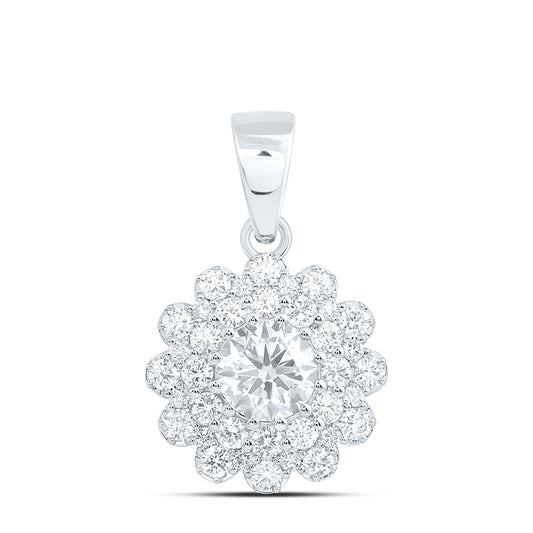 10k White Gold 1.75 CTW Lab Grown Diamond Fashion Flower Pendant