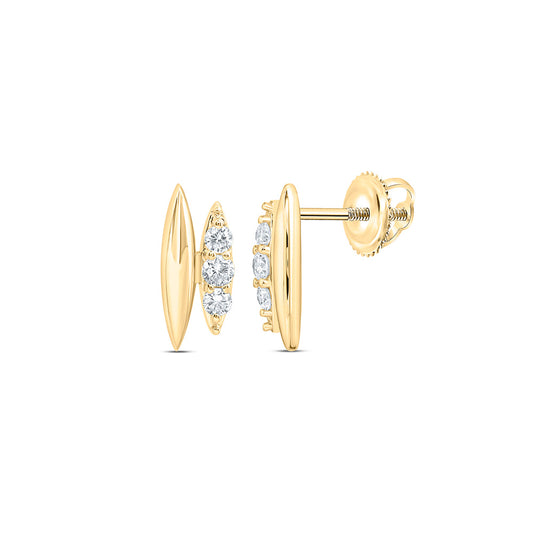 10k Yellow Gold 0.25 CTW Lab Grown Diamond Fashion Marquise Stud Earrings