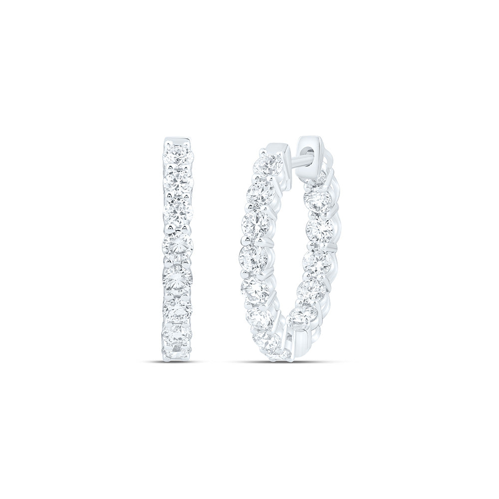 10k White Gold 1 CTW Lab Grown Diamond Fashion Hoop Earrings