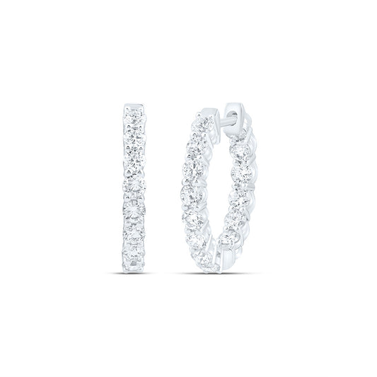 10k White Gold 1 CTW Lab Grown Diamond Fashion Hoop Earrings