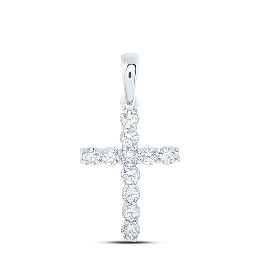 14k White Gold 0.5 CTW Lab Grown Diamond Fashion Cross Pendant