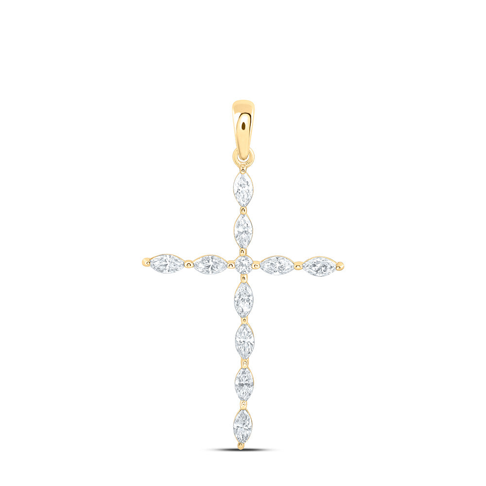 14k Yellow Gold 0.625 CTW Lab Grown Diamond Fashion Cross Pendant