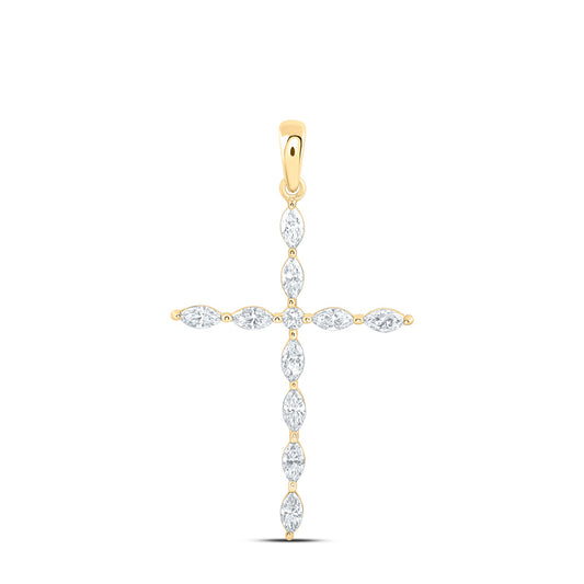 14k Yellow Gold 0.625 CTW Lab Grown Diamond Fashion Cross Pendant