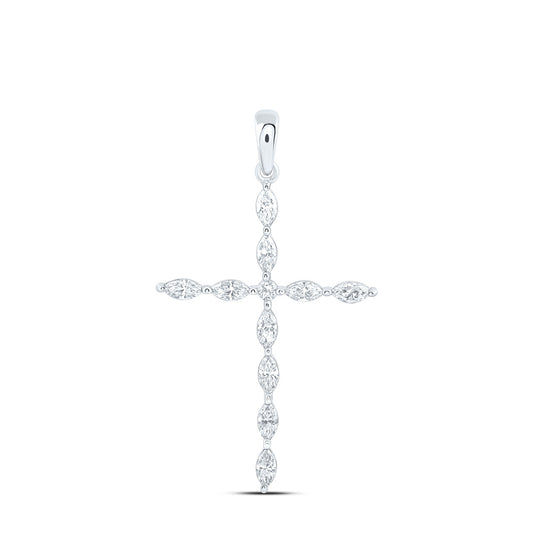 14k White Gold 0.625 CTW Lab Grown Diamond Fashion Cross Pendant